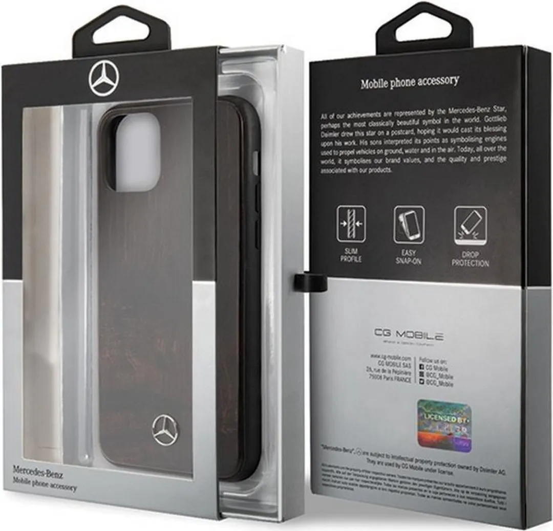Mercedes-Benz Wood HardCase iPhone 11 Pro Max - Donkerbruin - afbeelding 3 van 3