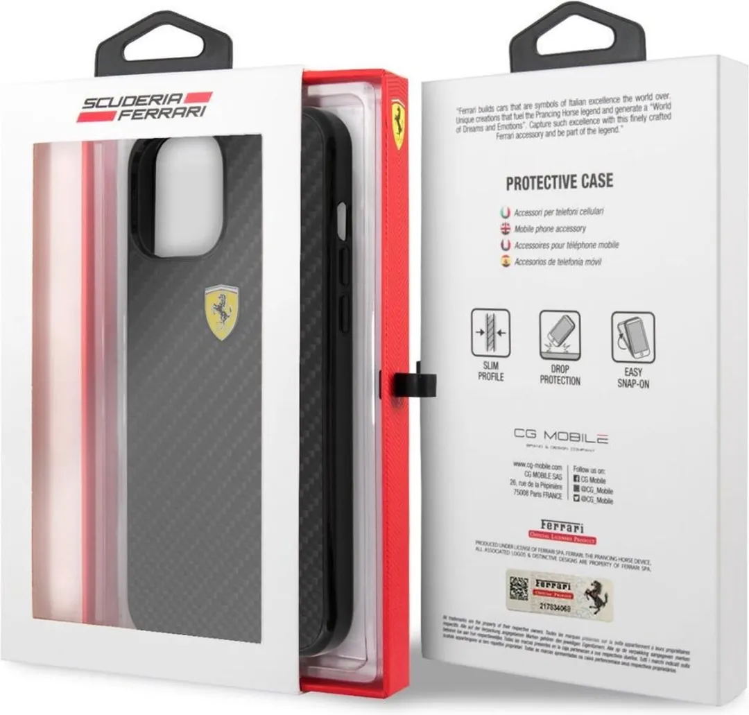 Ferrari iPhone 12 Pro Max Backcase - FESCP12M - Effen Zwart