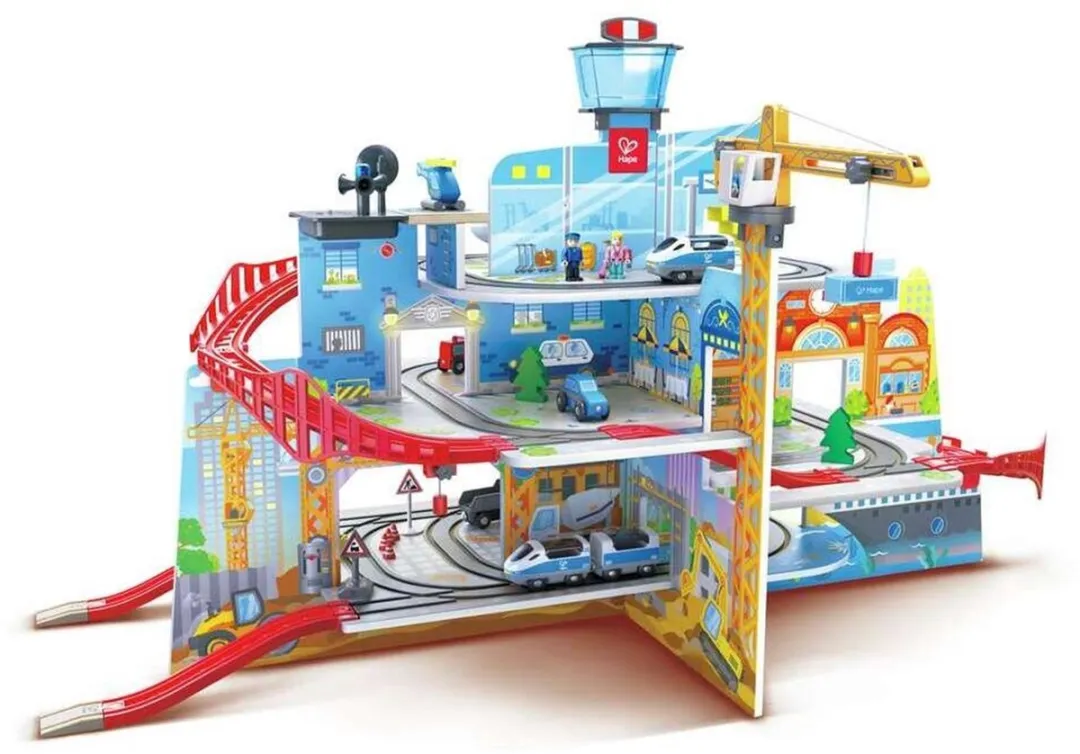 Hape Megastad Spoorwegset E3768 - 55 Onderdelen - Veelkleurig
