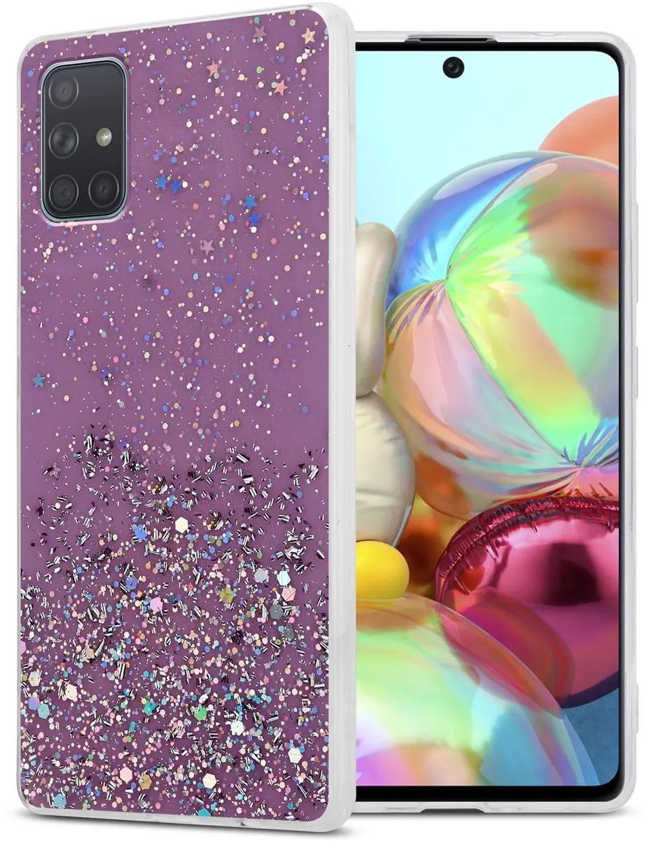 Cadorabo Hoesje geschikt voor Samsung Galaxy A71 5G in Paars met Glitter
