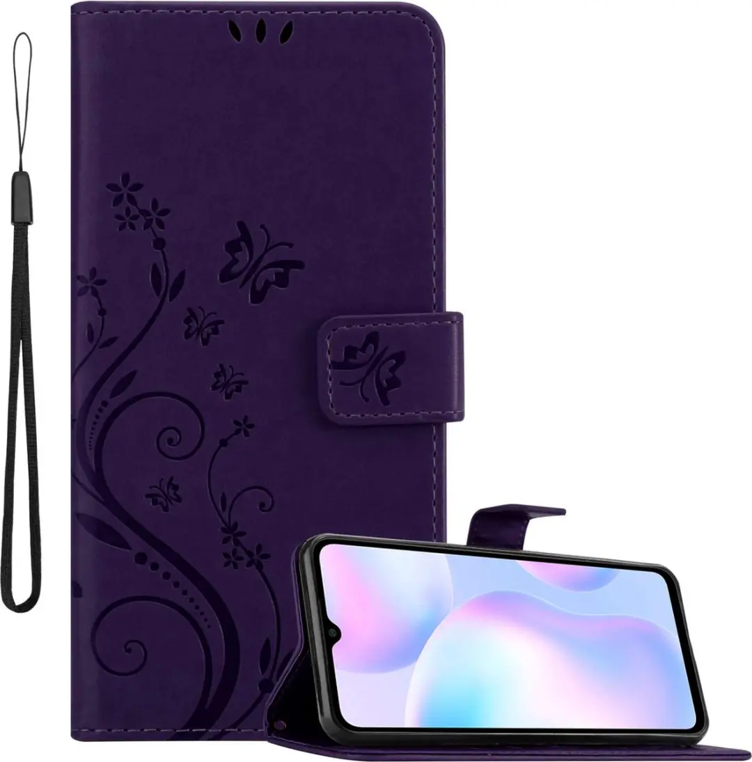 Cadorabo Hoesje geschikt voor Xiaomi RedMi 9A / RedMi 9AT in BLOEMEN DONKER PAAR