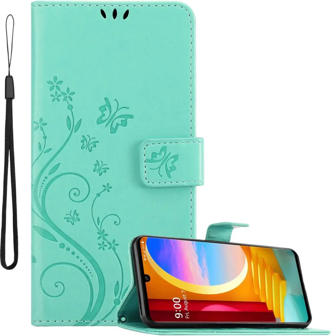 Cadorabo Hoesje geschikt voor LG Velvet in BLOEMEN TURKOOIS