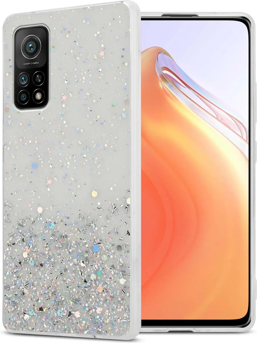 Cadorabo Hoesje geschikt voor Xiaomi Mi 10T / Mi 10T PRO in Transparant met Glit
