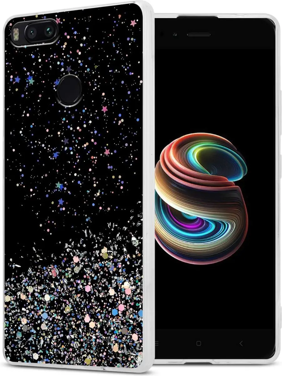 Cadorabo Hoesje geschikt voor Xiaomi RedMi A1 in Zwart met Glitter
