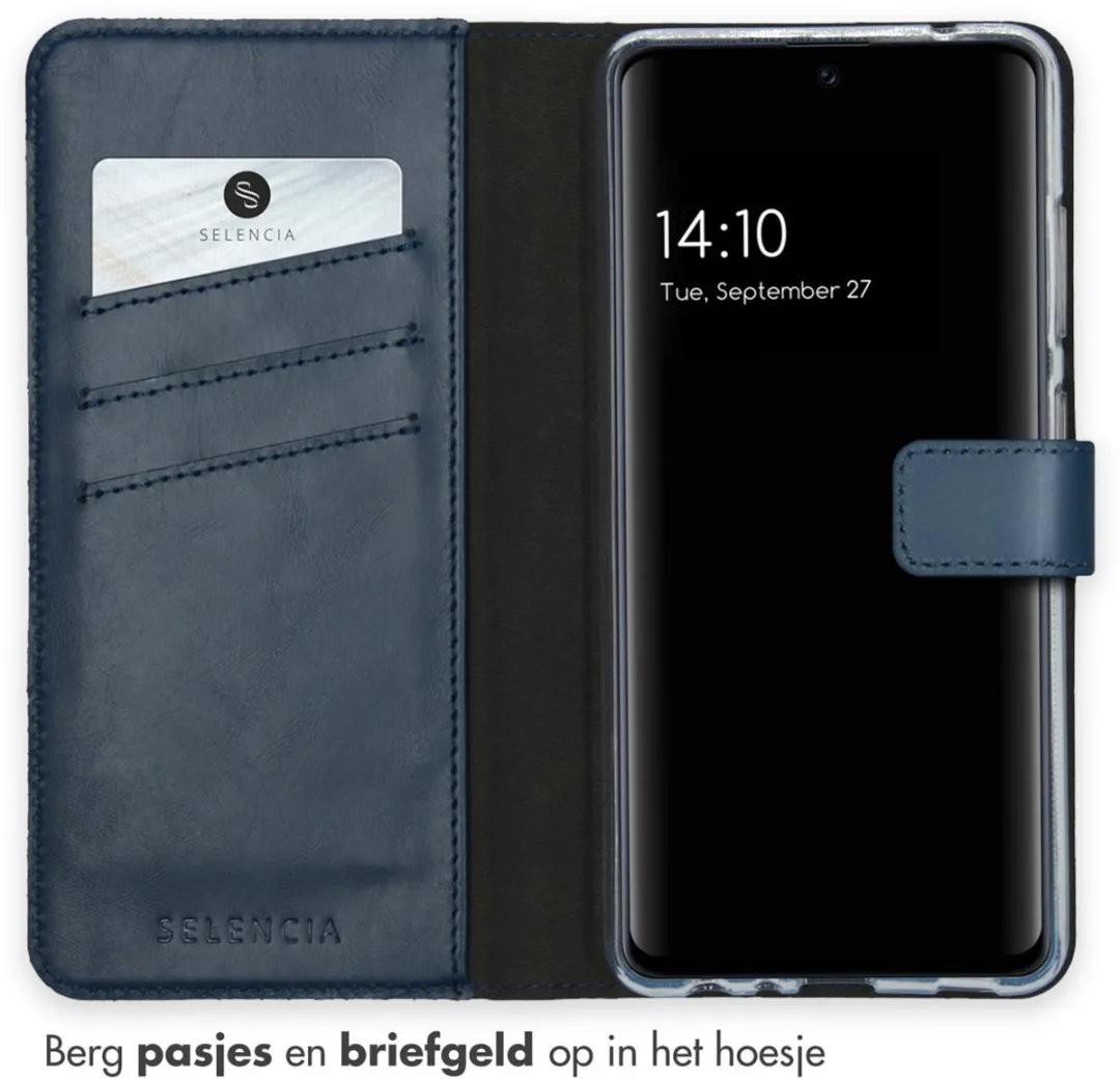 Selencia Hoesje Samsung Galaxy A52 - Echt Lederen Bookcase Blauw