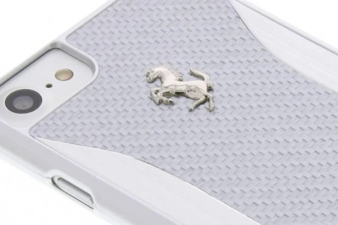 Ferrari Carbon Backcover iPhone 7/8/SE - Zilver