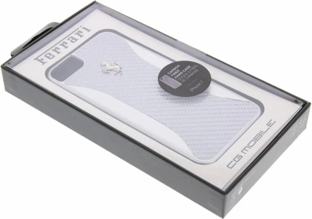 Ferrari Carbon Backcover iPhone 7/8/SE - Zilver