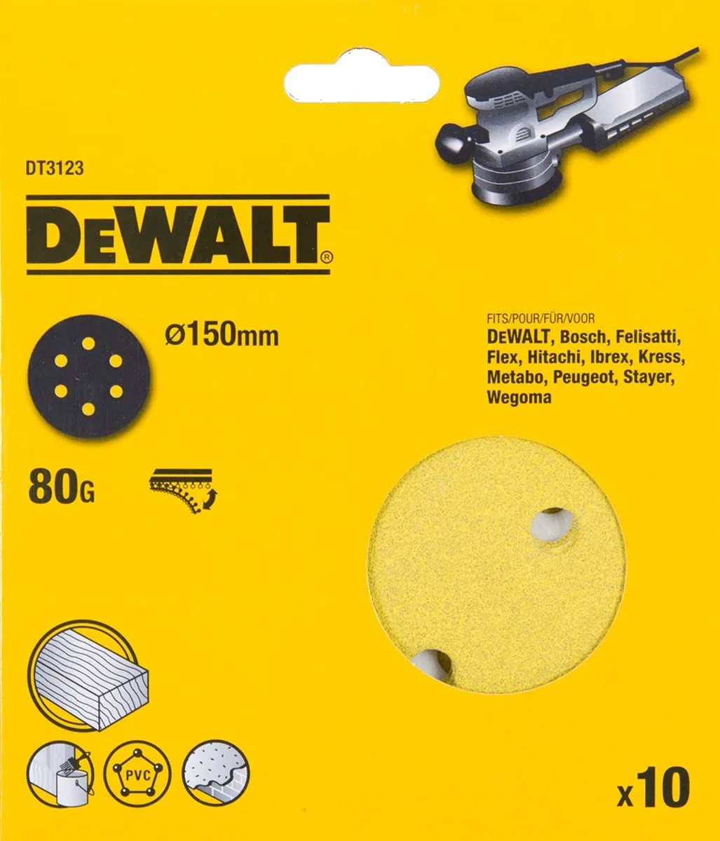 DeWalt DT3123 P80 Schuurschijf 150mm