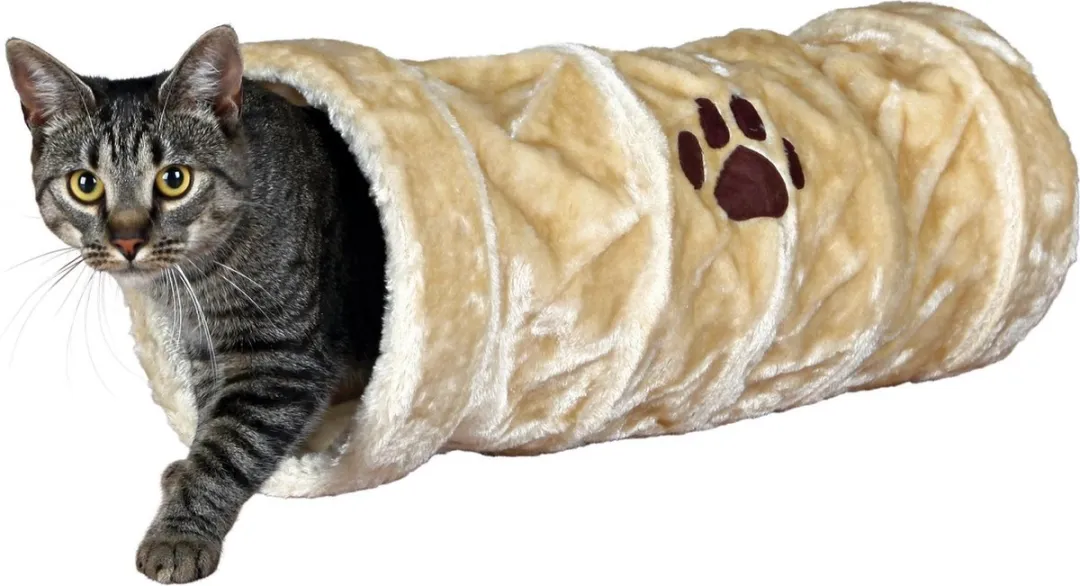 Trixie Kattentunnel Pluche Beige - 22x22x60cm - afbeelding 2 van 6