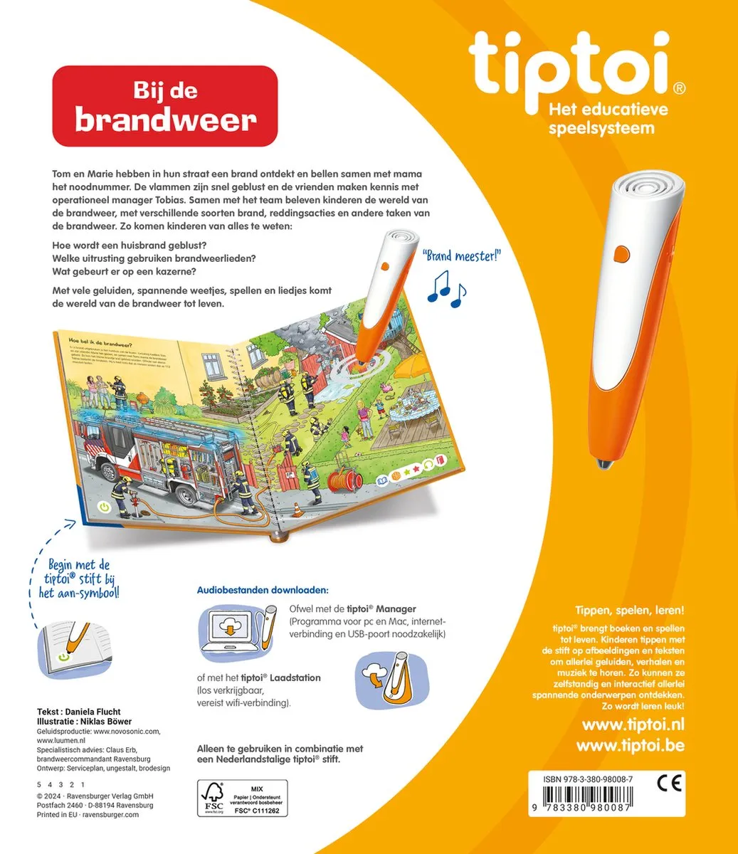 Ravensburger tiptoi Boek Bij de Brandweer - 1 Stuks
