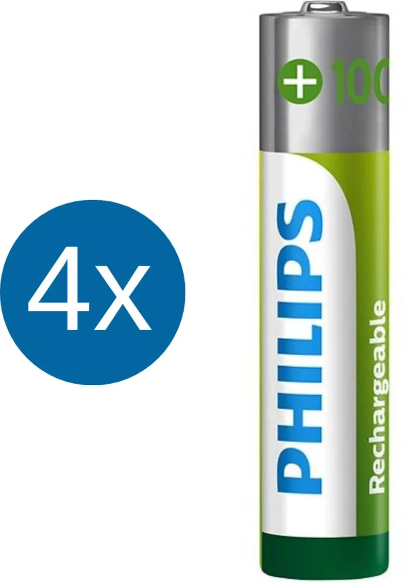 Philips AAA Oplaadbare Batterijen 950mAh - 4 Stuks