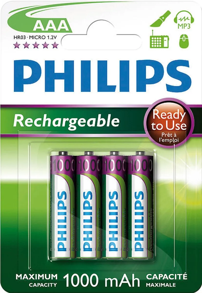 Philips AAA Oplaadbare Batterijen 950mAh - 4 Stuks - afbeelding 6 van 6