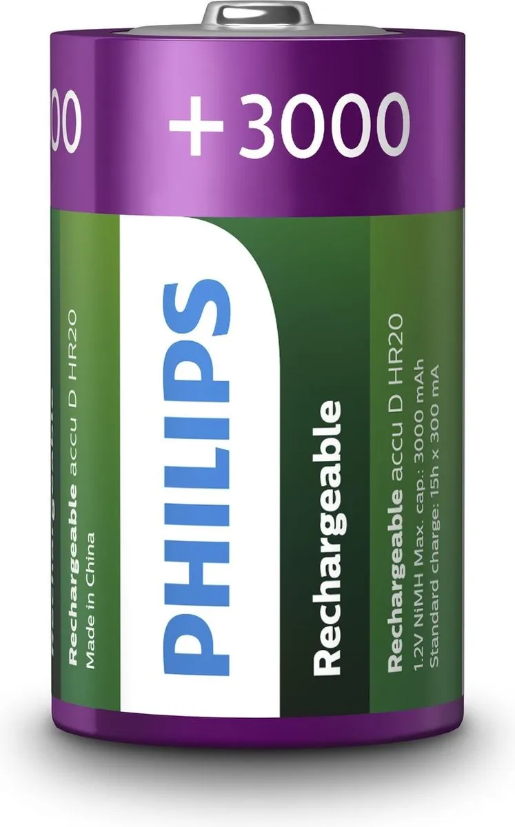 Philips MultiLife D Accu - 3000mAh - 2 Stuks