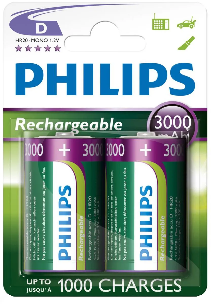 Philips MultiLife D Accu - 3000mAh - 2 Stuks - afbeelding 6 van 6