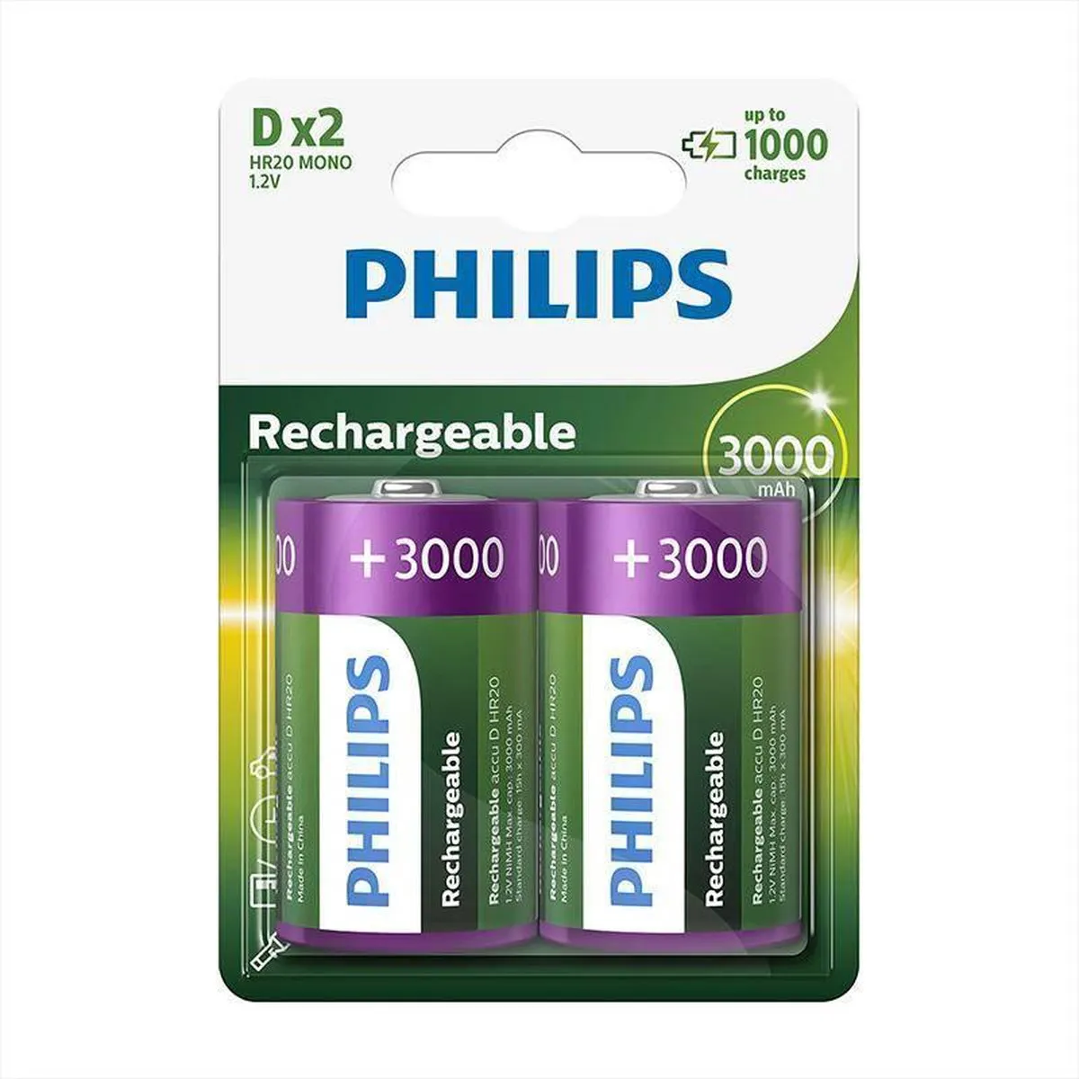 Philips MultiLife D Accu - 3000mAh - 2 Stuks