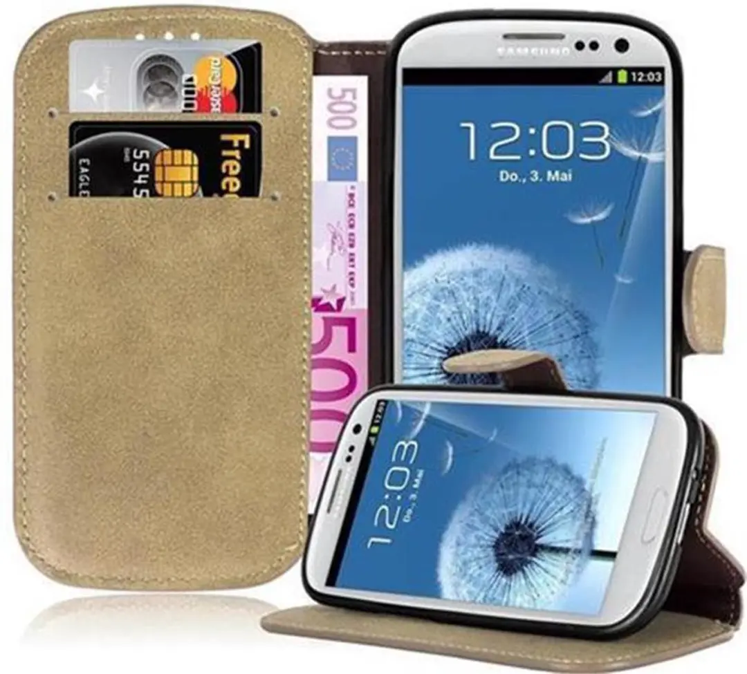 Cadorabo Hoesje geschikt voor Samsung Galaxy S3 / S3 NEO in MAT ZAND BRUIN
