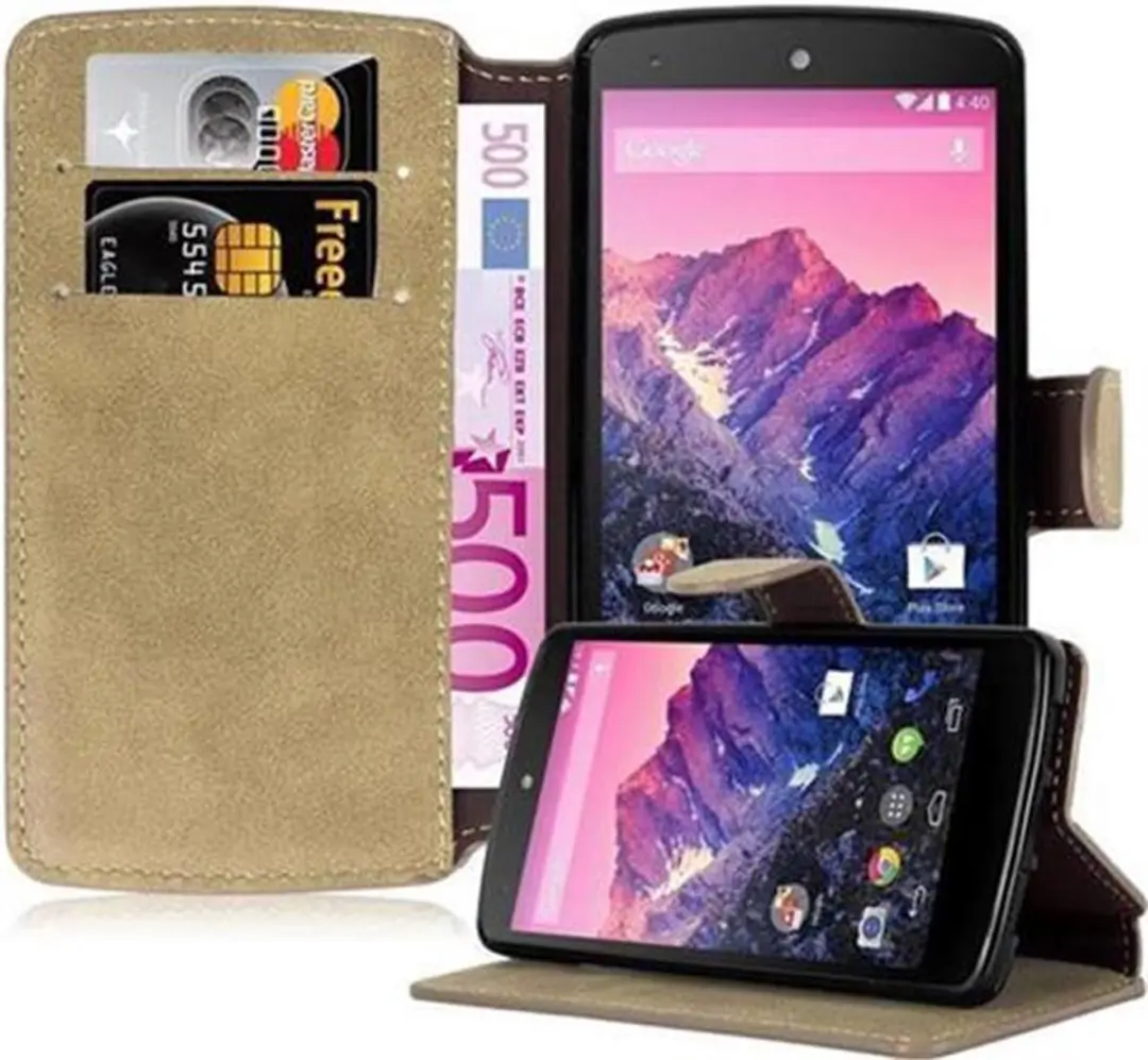 Cadorabo Hoesje geschikt voor LG Google NEXUS 5 in MAT ZAND BRUIN