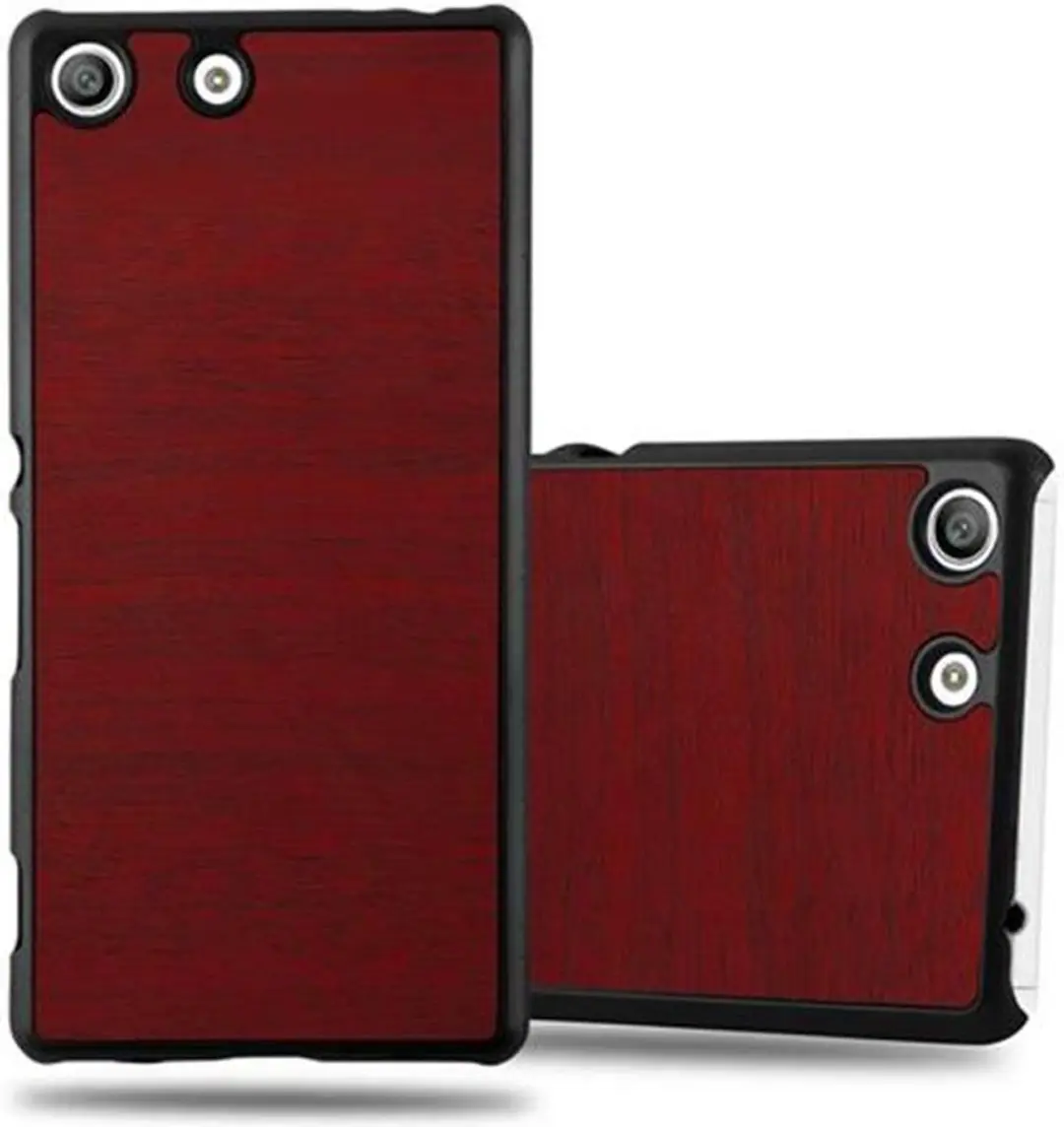 Cadorabo Hoesje geschikt voor Sony Xperia M5 in WOODY ROOD