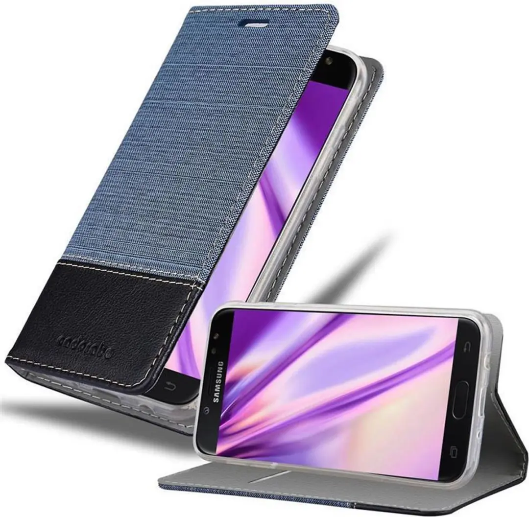 Cadorabo Hoesje geschikt voor Samsung Galaxy J7 2017 in DONKERBLAUW ZWART