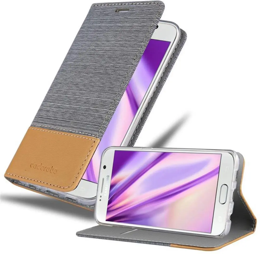 Cadorabo Hoesje geschikt voor Samsung Galaxy S6 EDGE PLUS in LICHTGRIJS BRUIN