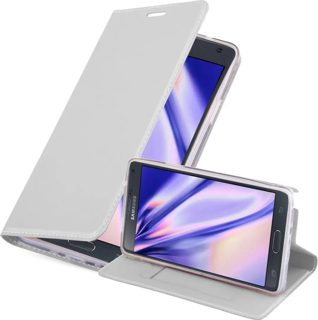 Cadorabo Hoesje geschikt voor Samsung Galaxy NOTE 4 in CLASSY ZILVER
