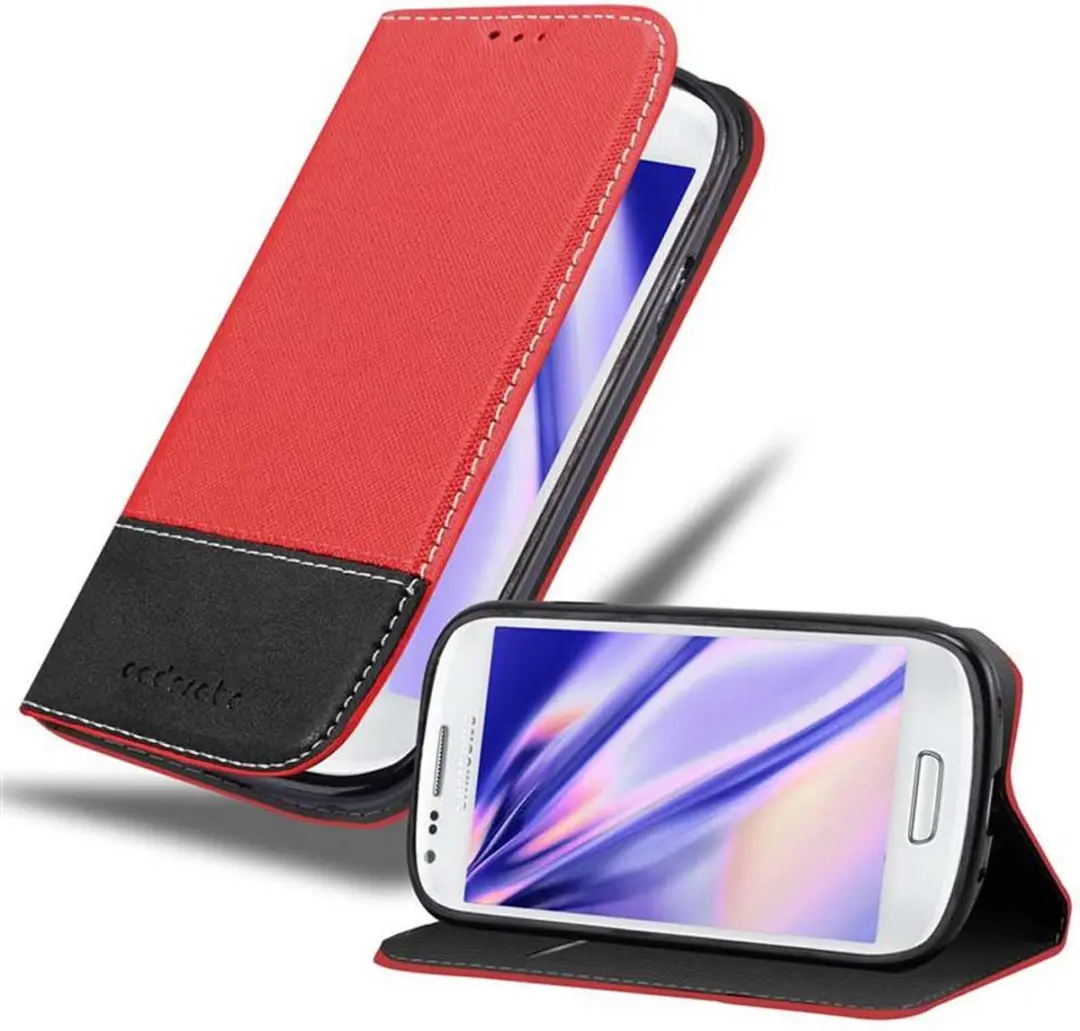 Cadorabo Hoesje geschikt voor Samsung Galaxy S3 MINI in ROOD ZWART