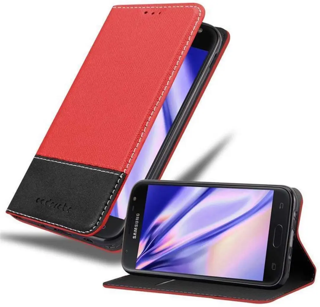 Cadorabo Hoesje geschikt voor Samsung Galaxy J3 2017 in ROOD ZWART
