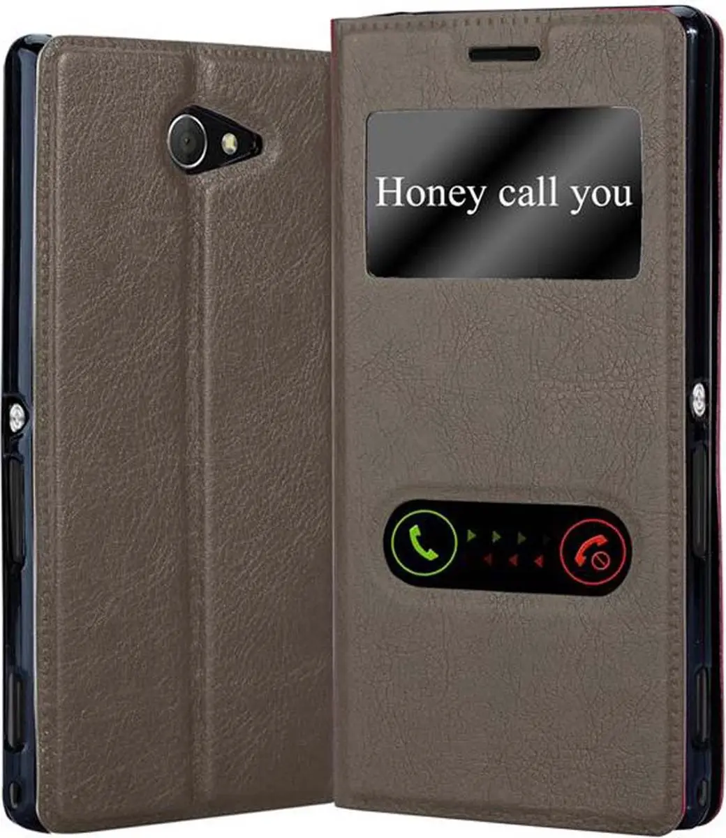 Cadorabo Hoesje geschikt voor Sony Xperia M2 / M2 AQUA in STEEN BRUIN