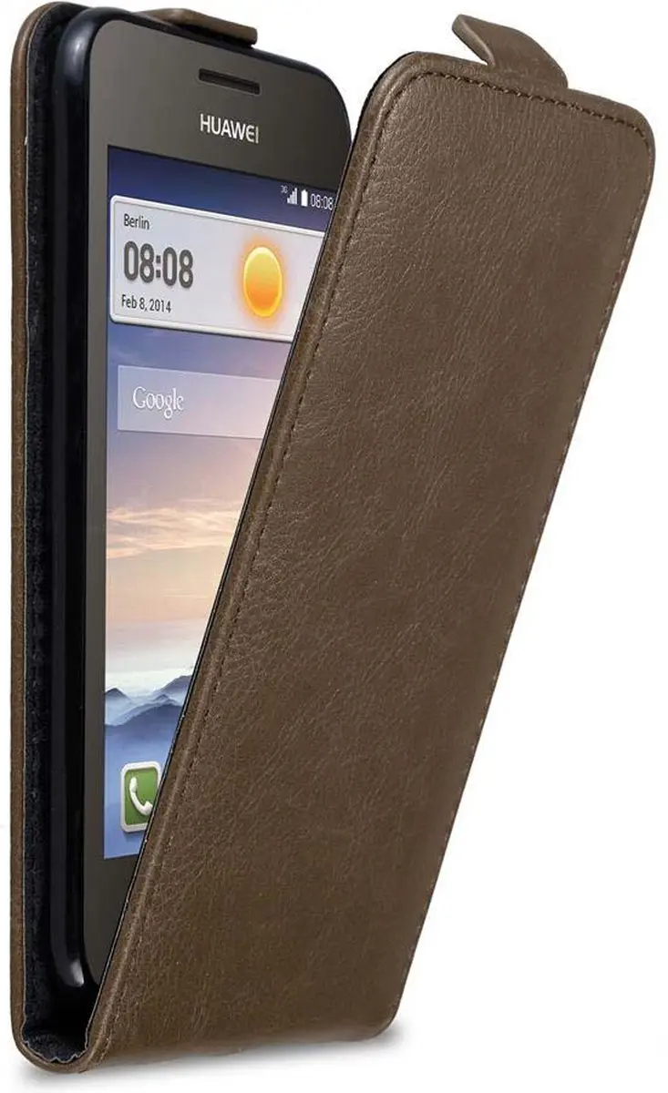 Cadorabo Hoesje geschikt voor Huawei Y3 / Y3C / Y330 / Y331 / Y360 in KOFFIE BRUIN - Beschermhoes in flip design Case Cover met magnetische sluiting