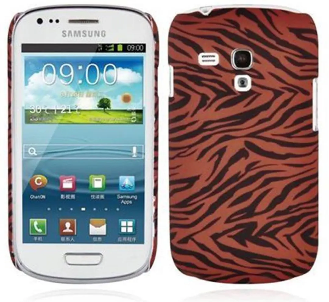 Cadorabo Hoesje geschikt voor Samsung Galaxy S3 MINI met BROWN TIGER opdruk