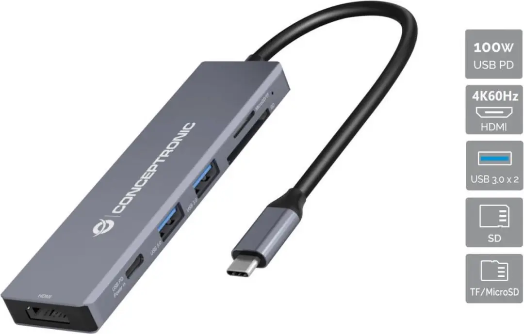 Conceptronic DONN23G laptop dock & poortreplicator Bedraad USB 3.2 Gen 1 (3.1 Ge