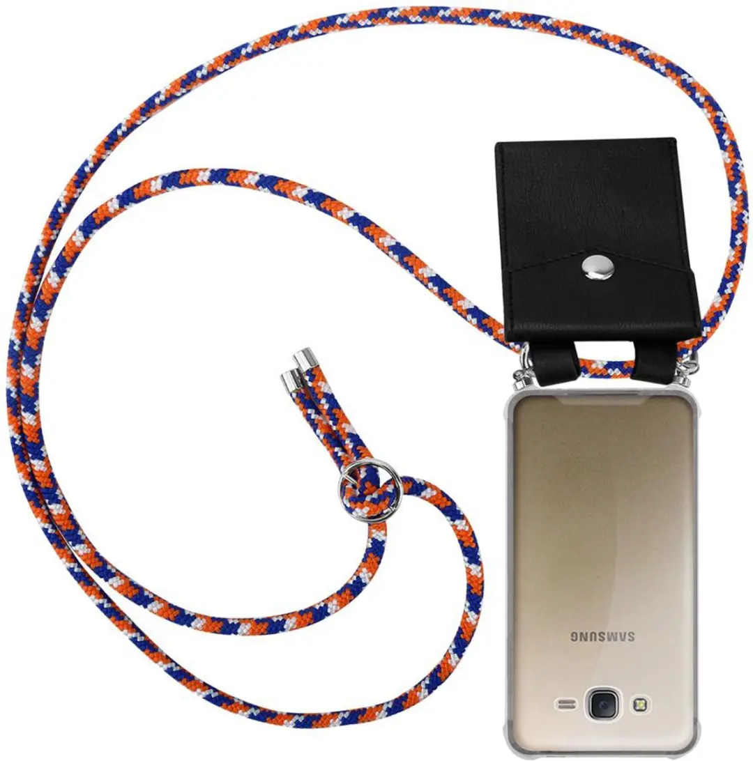 Cadorabo Hoesje geschikt voor Samsung Galaxy J7 2015 in ORANJE BLAUW WIT