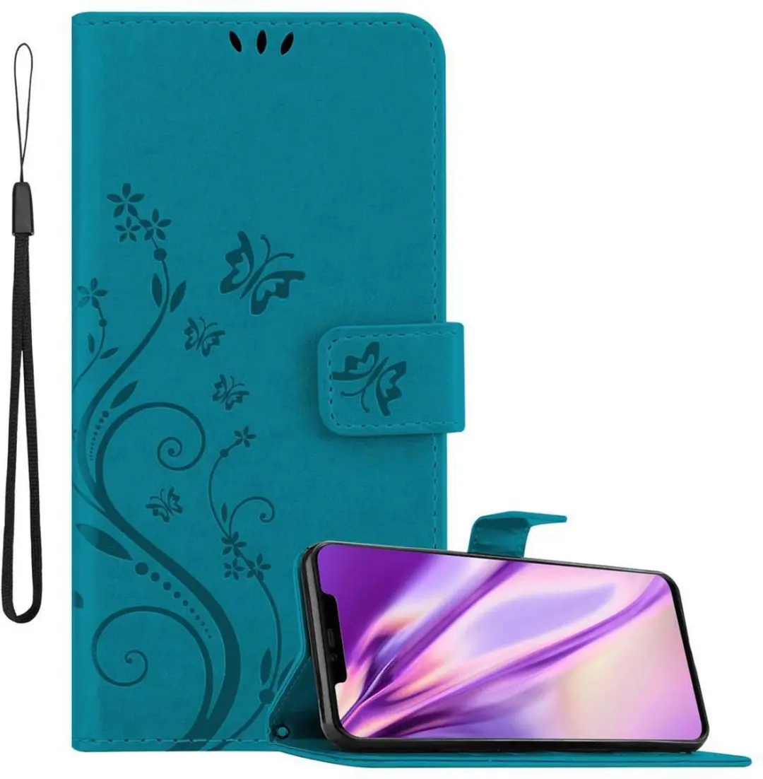 Cadorabo Hoesje geschikt voor Huawei MATE 20 PRO in BLOEMEN BLAUW
