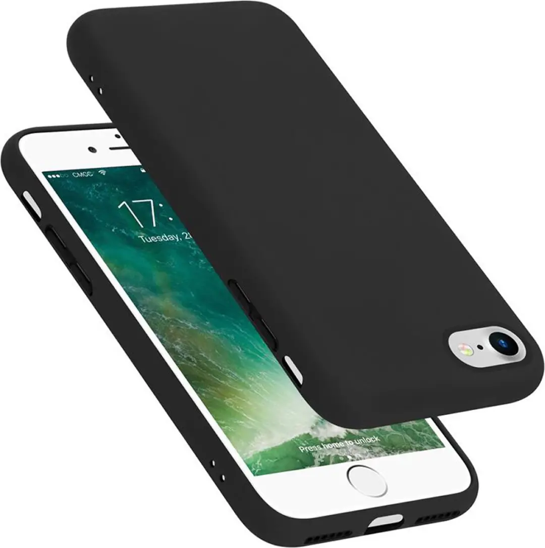 Cadorabo Hoesje geschikt voor Apple iPhone 7 / 7S / 8 / SE 2020 in LIQUID ZWART