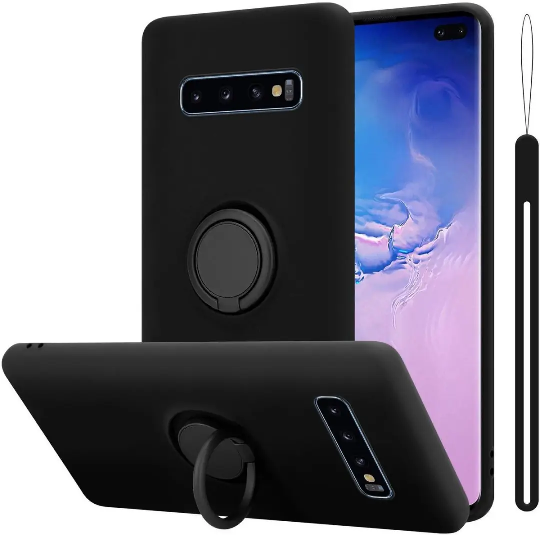 Cadorabo Hoesje geschikt voor Samsung Galaxy S10 PLUS in LIQUID ZWART