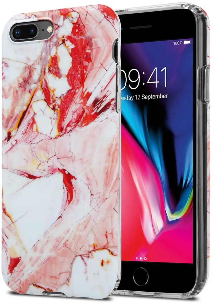Cadorabo Hoesje geschikt voor Apple iPhone 7 PLUS / 7S PLUS / 8 PLUS in Wit Roze