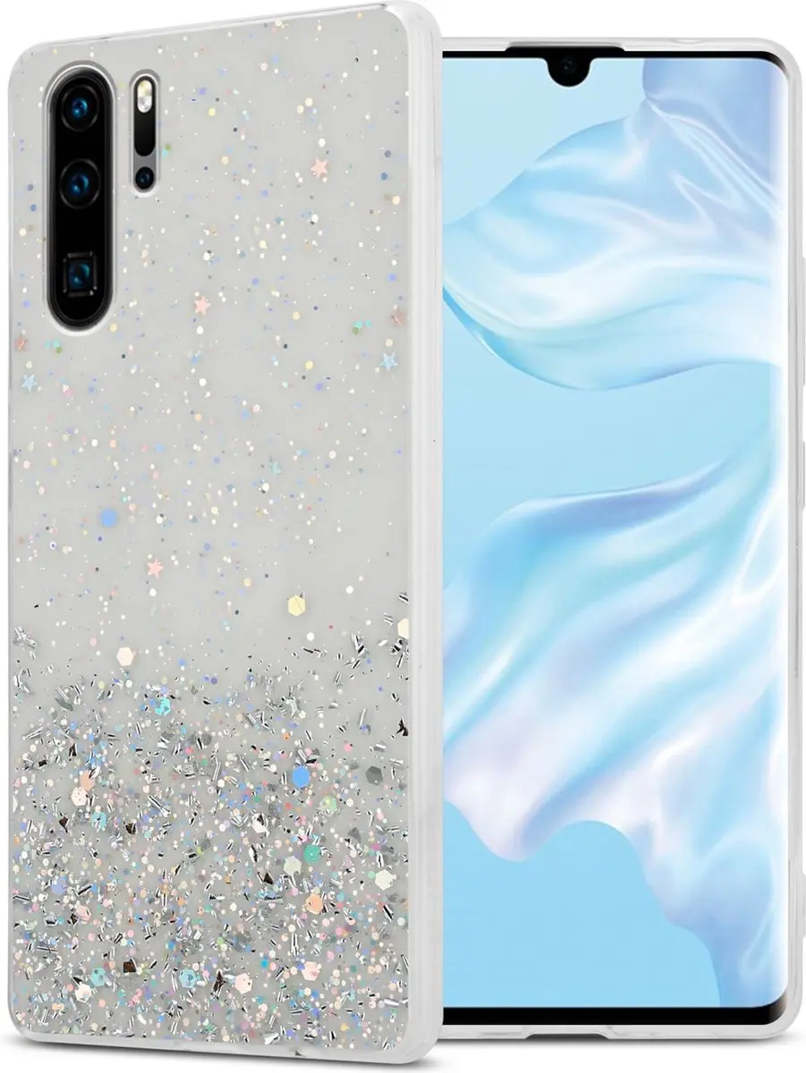 Cadorabo Hoesje geschikt voor Huawei P30 PRO in Transparant met Glitter
