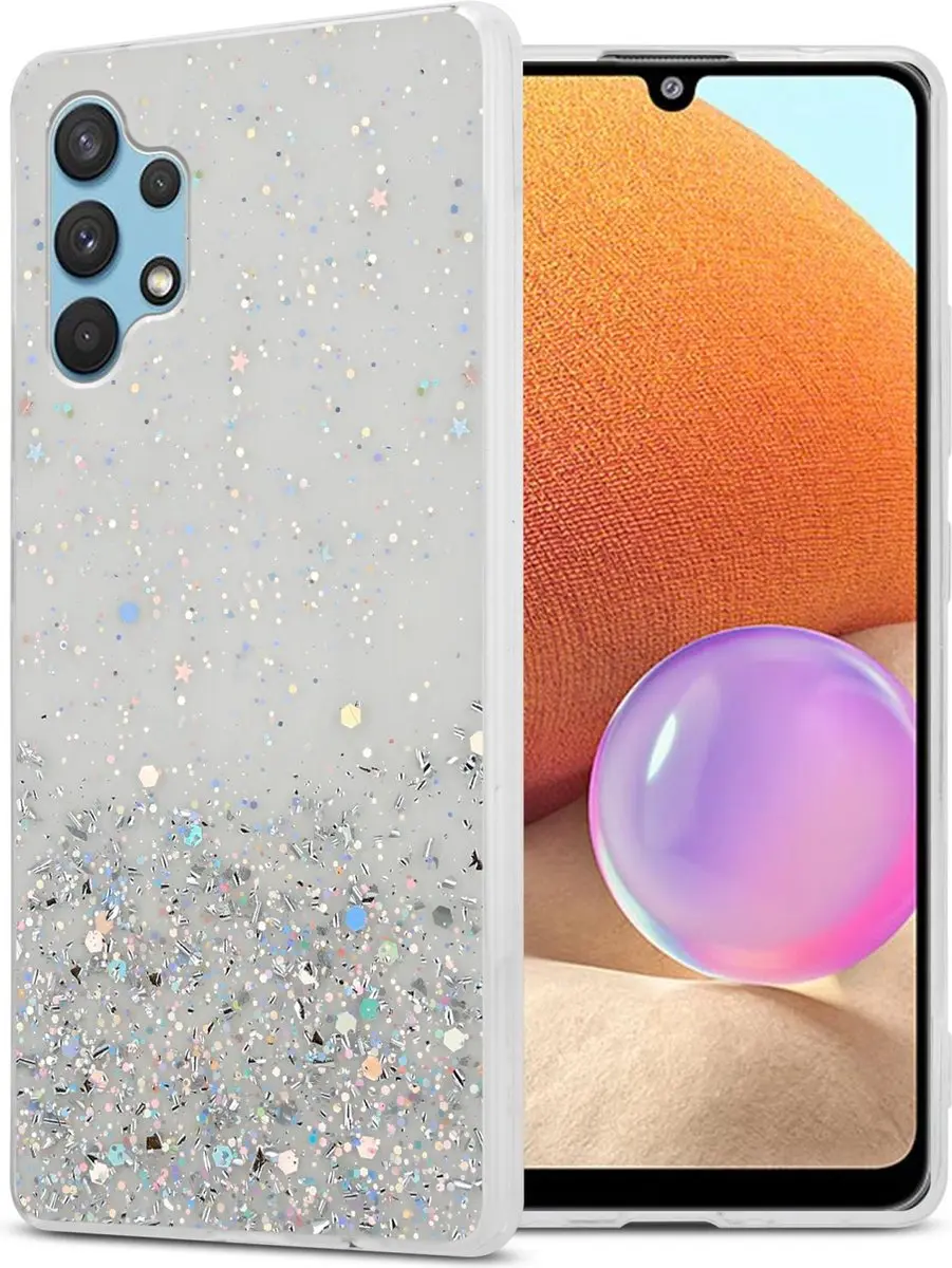 Cadorabo Hoesje geschikt voor Samsung Galaxy A32 4G in Transparant met Glitter
