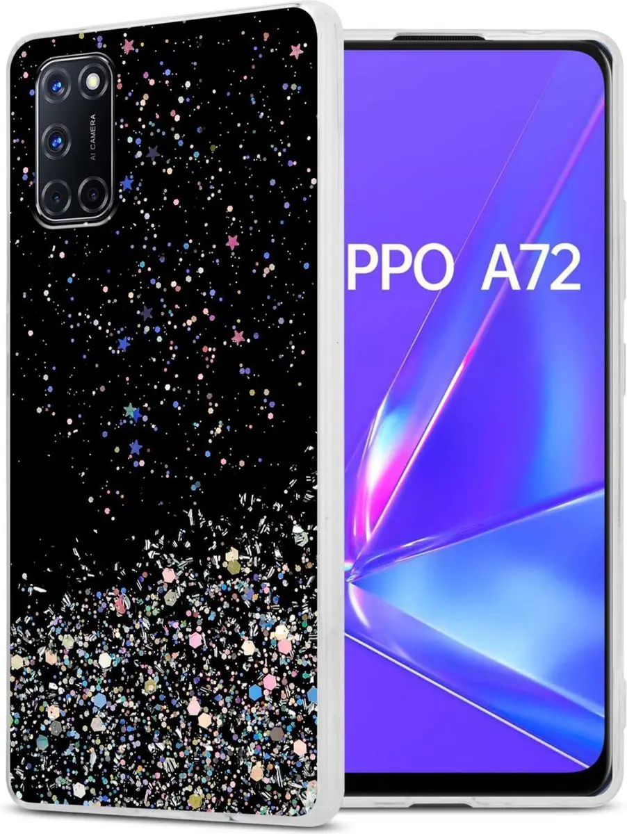 Cadorabo Hoesje geschikt voor Oppo A72 in Zwart met Glitter