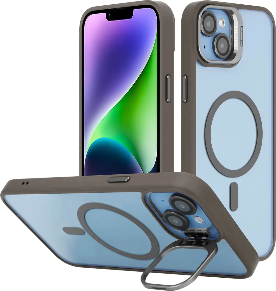 Cadorabo Hoesje geschikt voor Apple iPhone 14 in Grijs geschikt voor MagSafe en