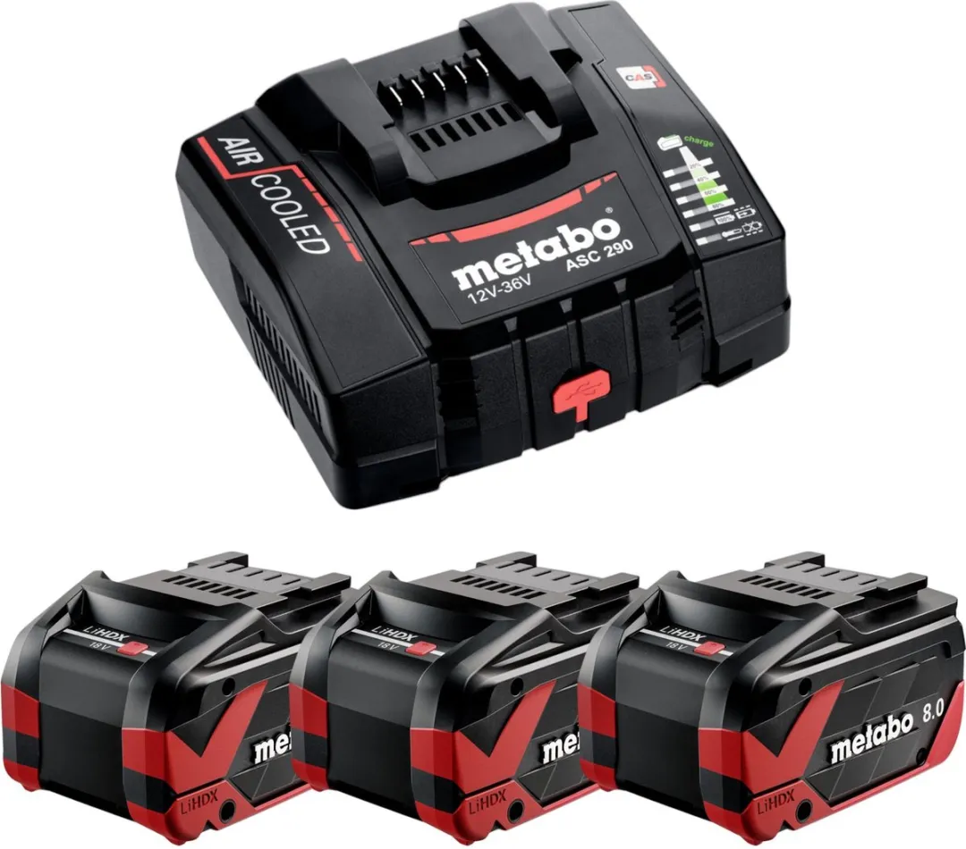 Metabo Basisset 3x LiHDX 18V 8.0Ah Accu + ASC 290 Lader
