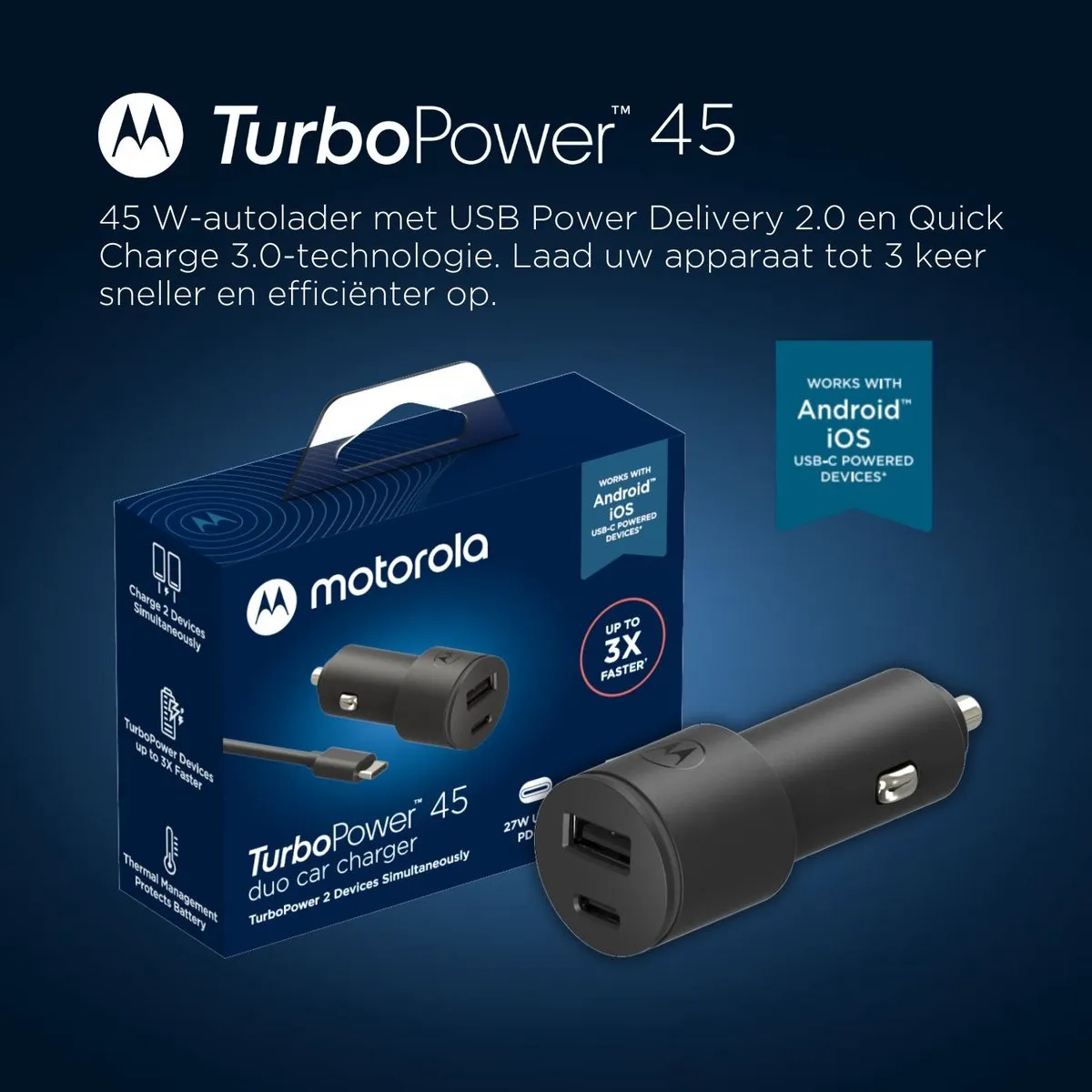 Motorola SJV102-EU Auto Oplader 45W