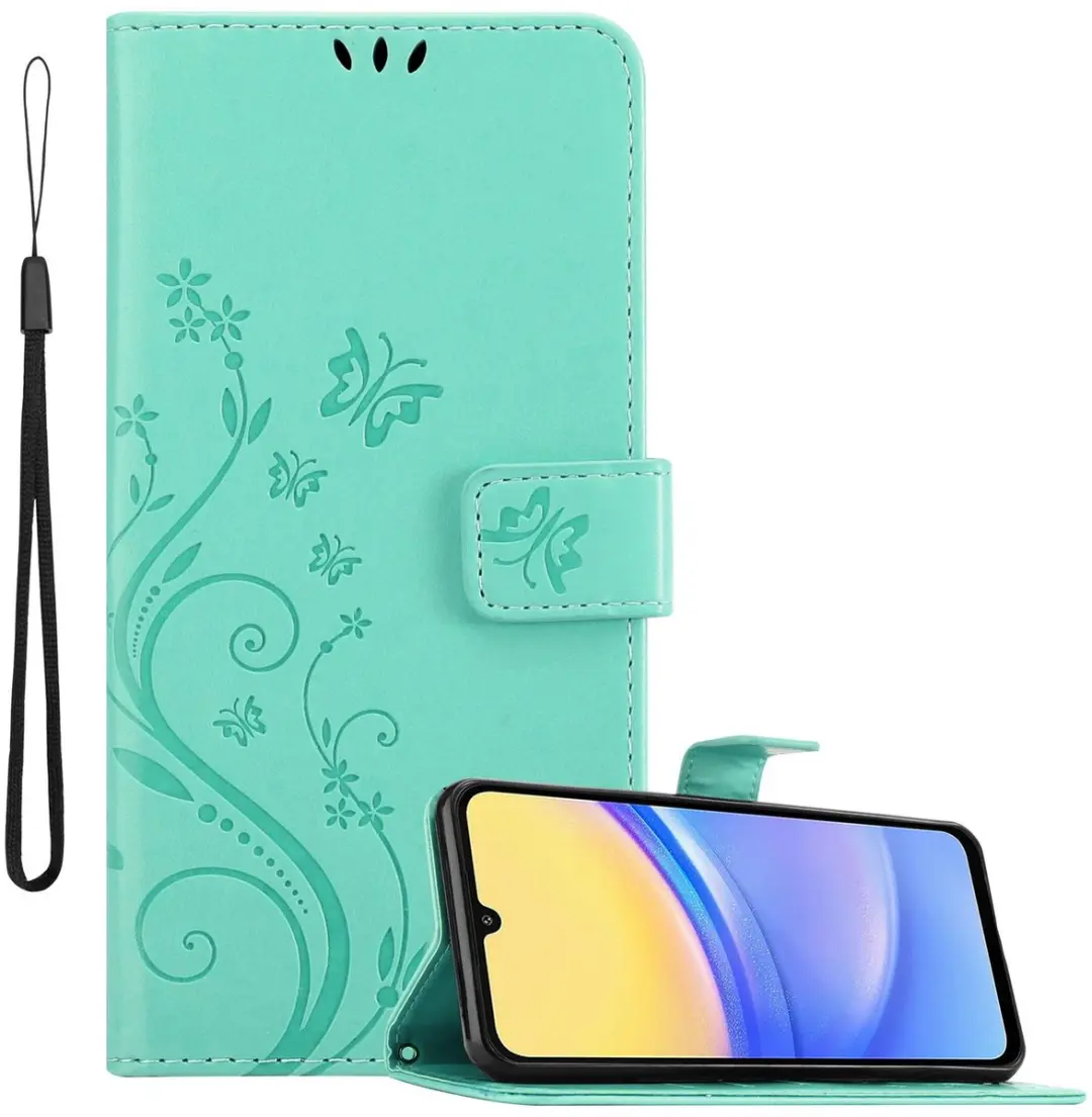 Cadorabo Hoesje geschikt voor Samsung Galaxy A16 in BLOEMEN TURKOOIS