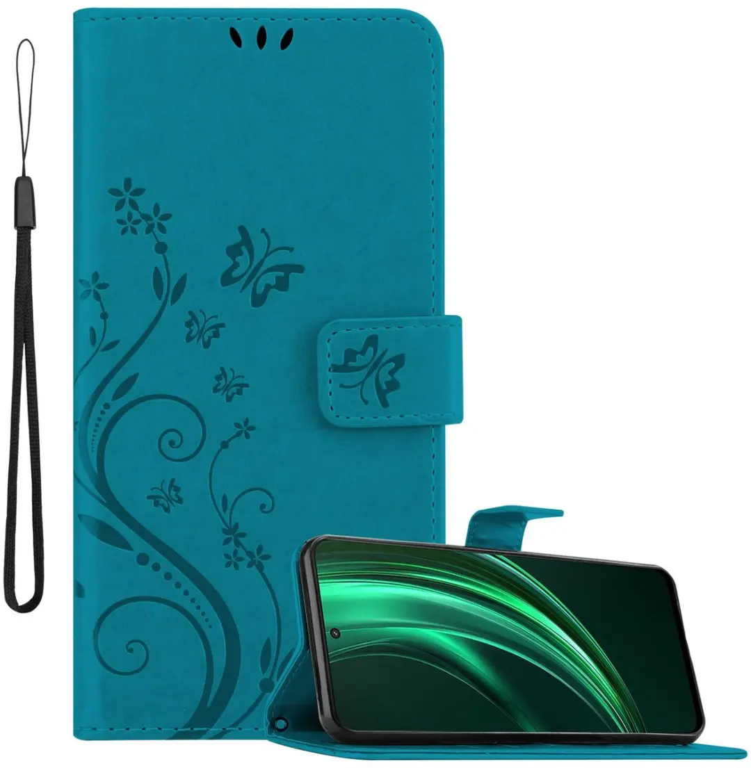Cadorabo Hoesje geschikt voor Realme 13 in BLOEMEN BLAUW