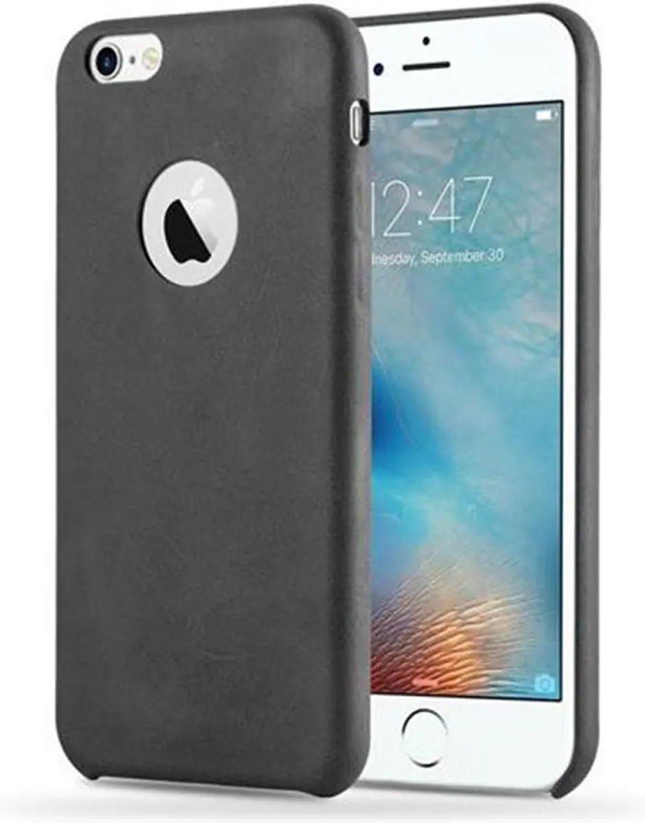 Cadorabo Hoesje geschikt voor Apple iPhone 6 / 6S in VINTAGE ZWART - Hard Case Cover beschermhoes van imitatieleer