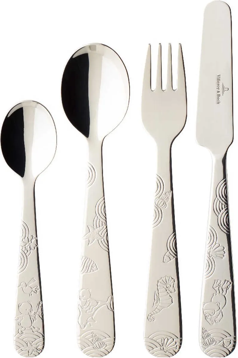 Villeroy & Boch Kinderbestekset Happy as a Bear - 4-delig - Zilver