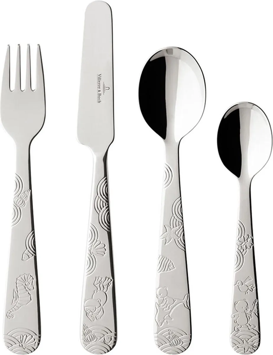 Villeroy & Boch Kinderbestekset Happy as a Bear - 4-delig - Zilver