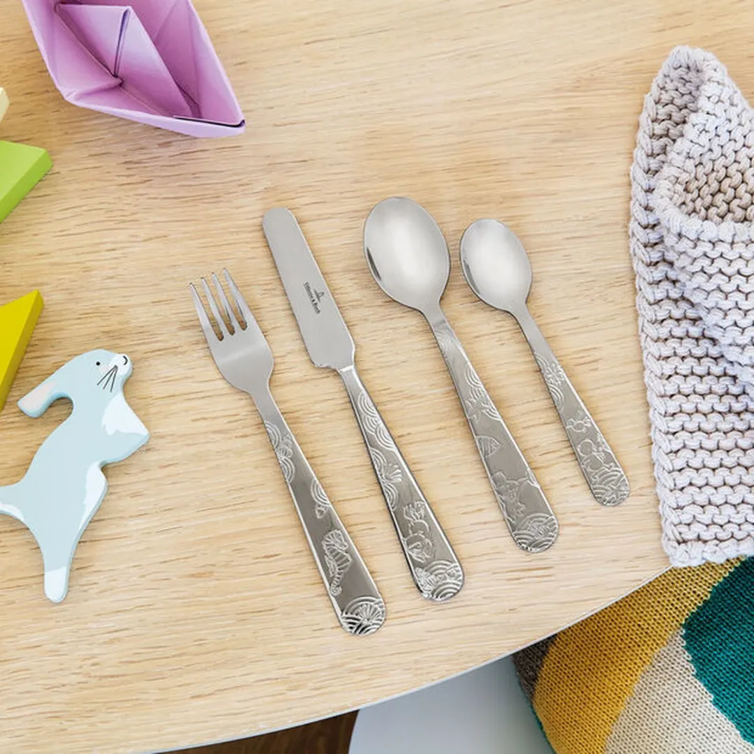 Villeroy & Boch Kinderbestekset Happy as a Bear - 4-delig - Zilver