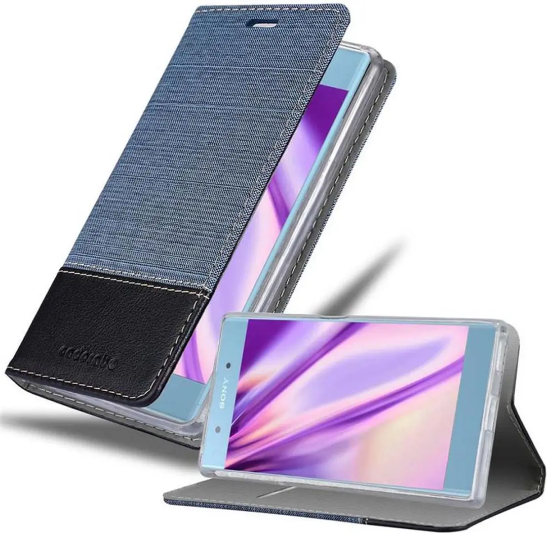 Cadorabo Hoesje geschikt voor Sony Xperia XA1 PLUS in DONKERBLAUW ZWART