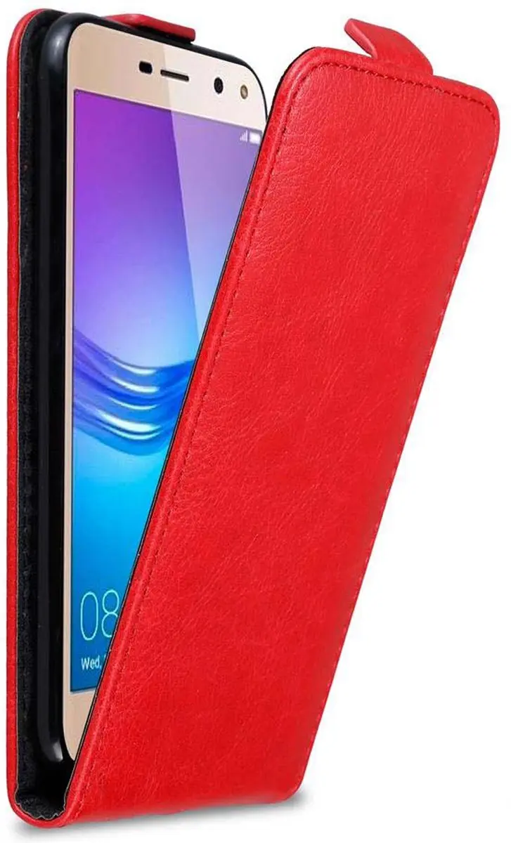 Cadorabo Hoesje geschikt voor Huawei Y5 2017 / Y6 2017 in APPEL ROOD - Beschermhoes in flip design Case Cover met magnetische sluiting